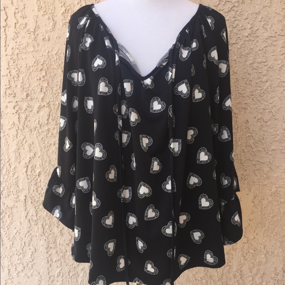Betsey Johnson Black Heart Blouse Size L